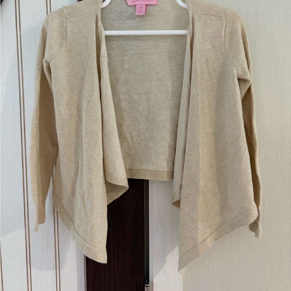 Lilly Pulitzer Tan Open Front‎ Cardigan Girls 2-3